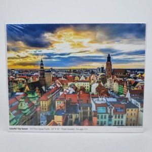 Colorcraft Puzzles Colorful City Sunset 300 Piece Puzzle 18" x 24" With Poster